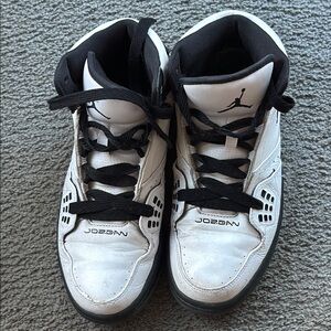 Nike Air Jordan 1 Flight High Top Sneakers, Black and White. Size 9.5.